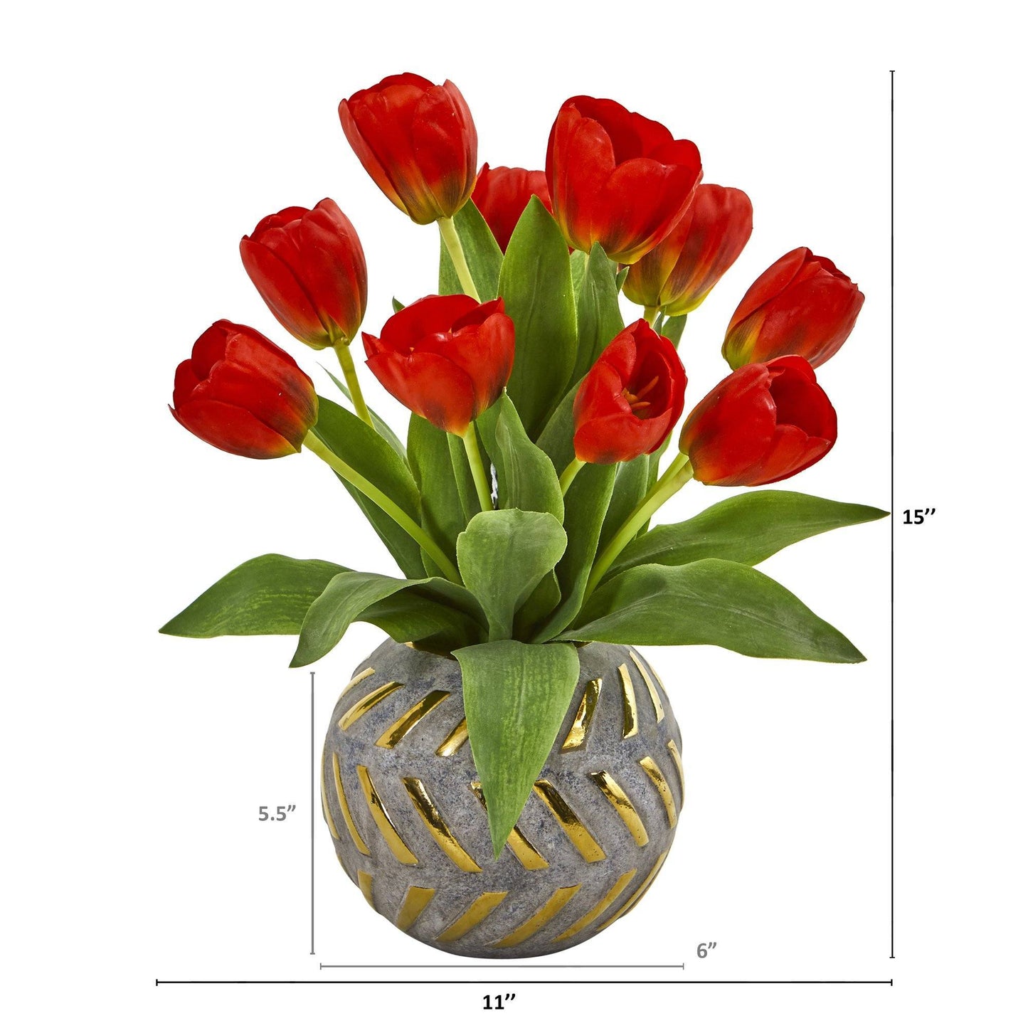 15” Tulip Artificial Arrangement in Decorative Vase - Tampa Home & Garden Store
