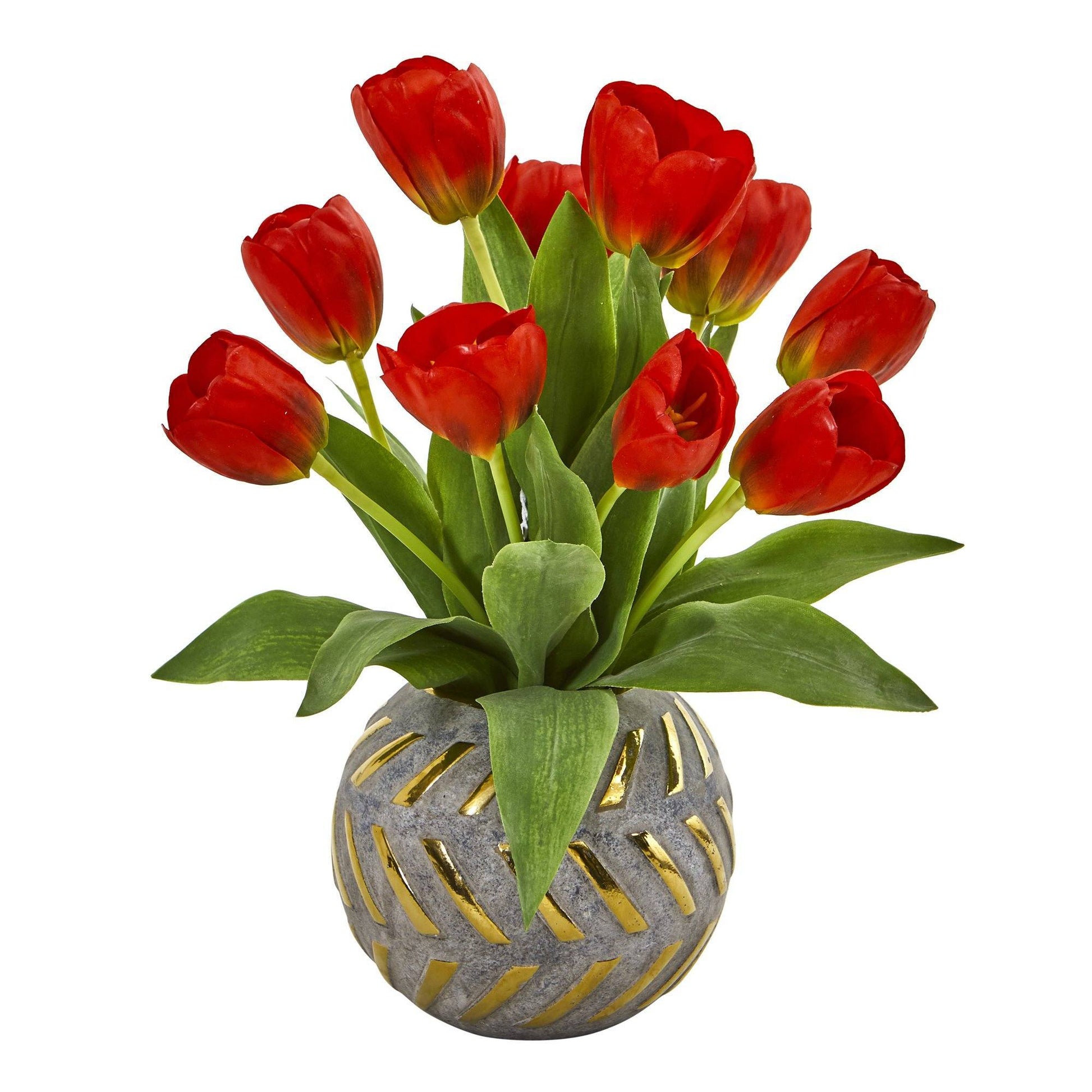15” Tulip Artificial Arrangement in Decorative Vase - Tampa Home & Garden Store