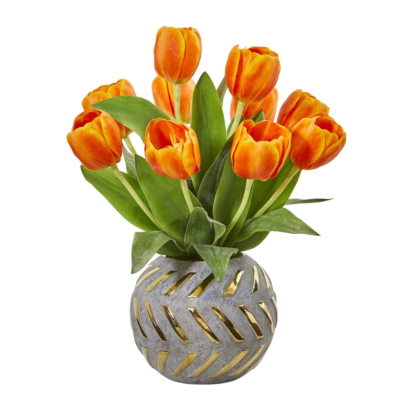 15” Tulip Artificial Arrangement in Decorative Vase - Tampa Home & Garden Store