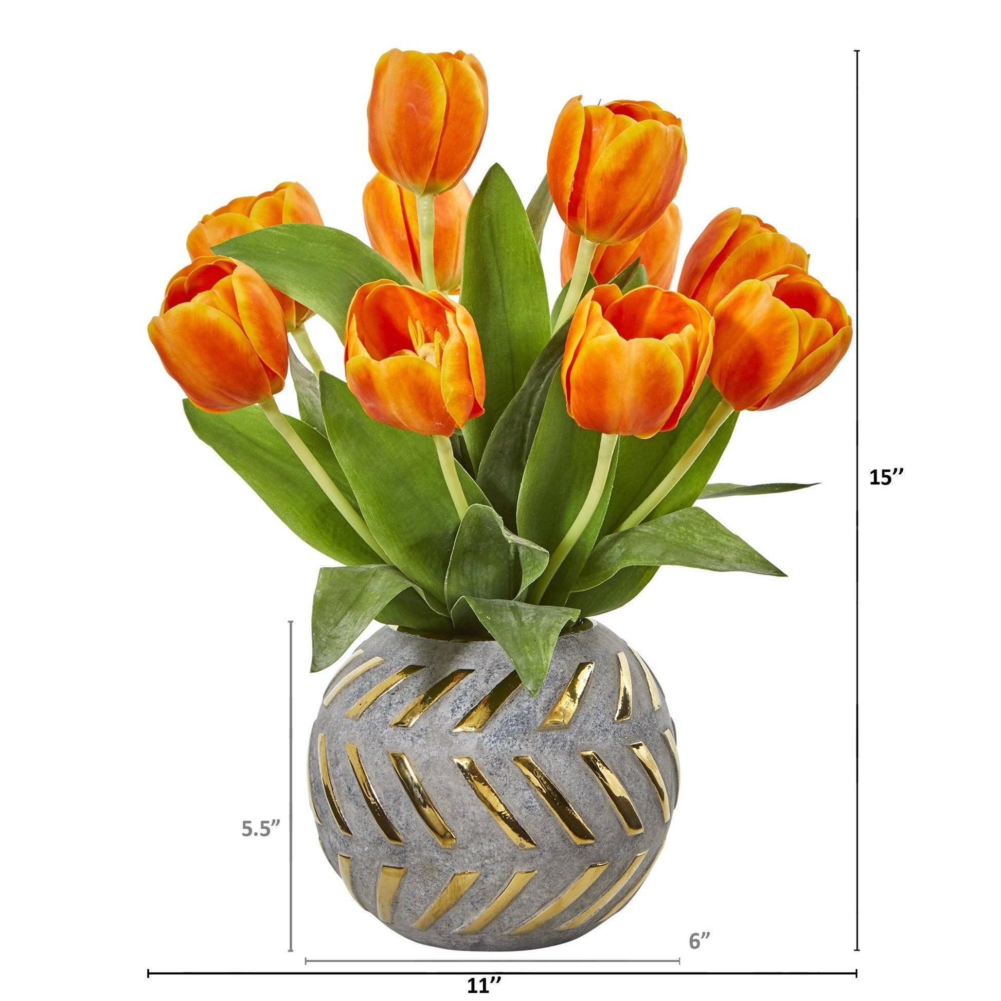 15” Tulip Artificial Arrangement in Decorative Vase - Tampa Home & Garden Store