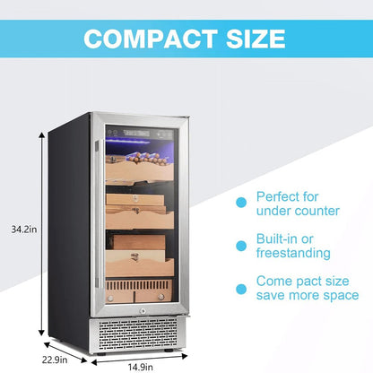 Humidor eléctrico para puros de 15 pulgadas, acero plateado, X5196