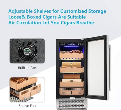 Humidor eléctrico para puros de 15 pulgadas, acero plateado, X5196