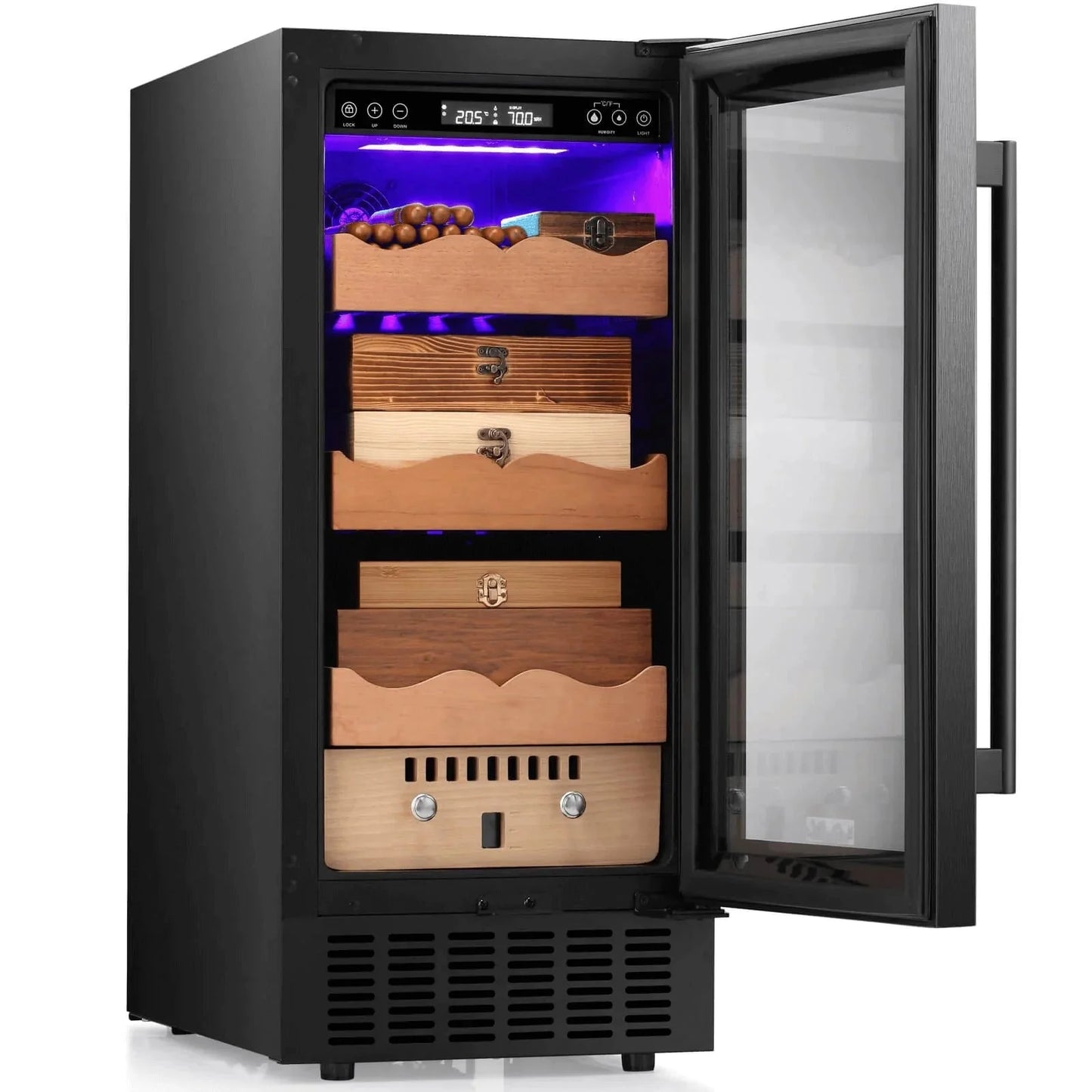 Humidor eléctrico para puros de 15 pulgadas, acero plateado, X5196