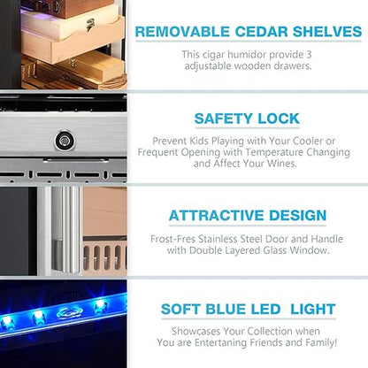 Humidor eléctrico para puros de 15 pulgadas, acero plateado, X5196
