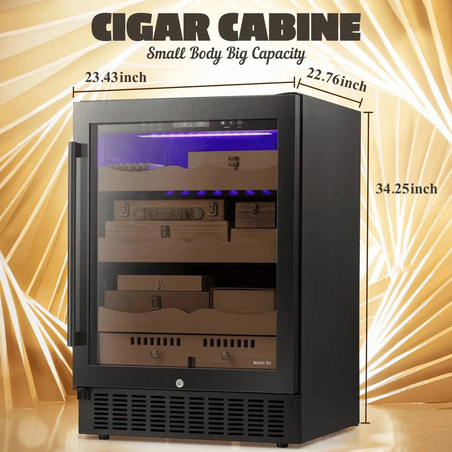 Humidor eléctrico para puros de 15 pulgadas, acero plateado, X5196