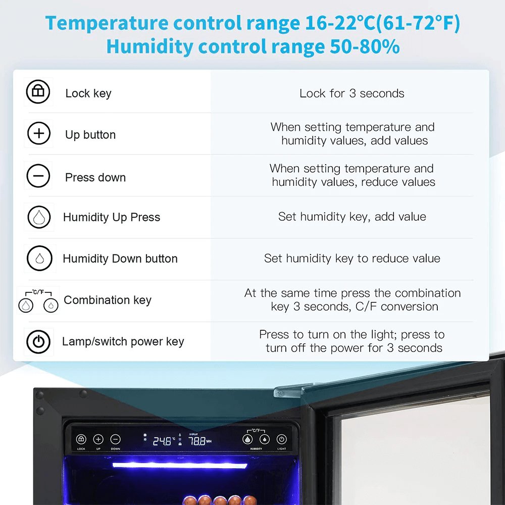 Humidor eléctrico para puros de 15 pulgadas, acero plateado, X5196