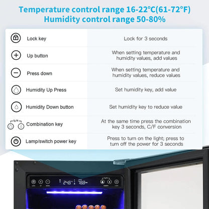 Humidor eléctrico para puros de 15 pulgadas, acero plateado, X5196