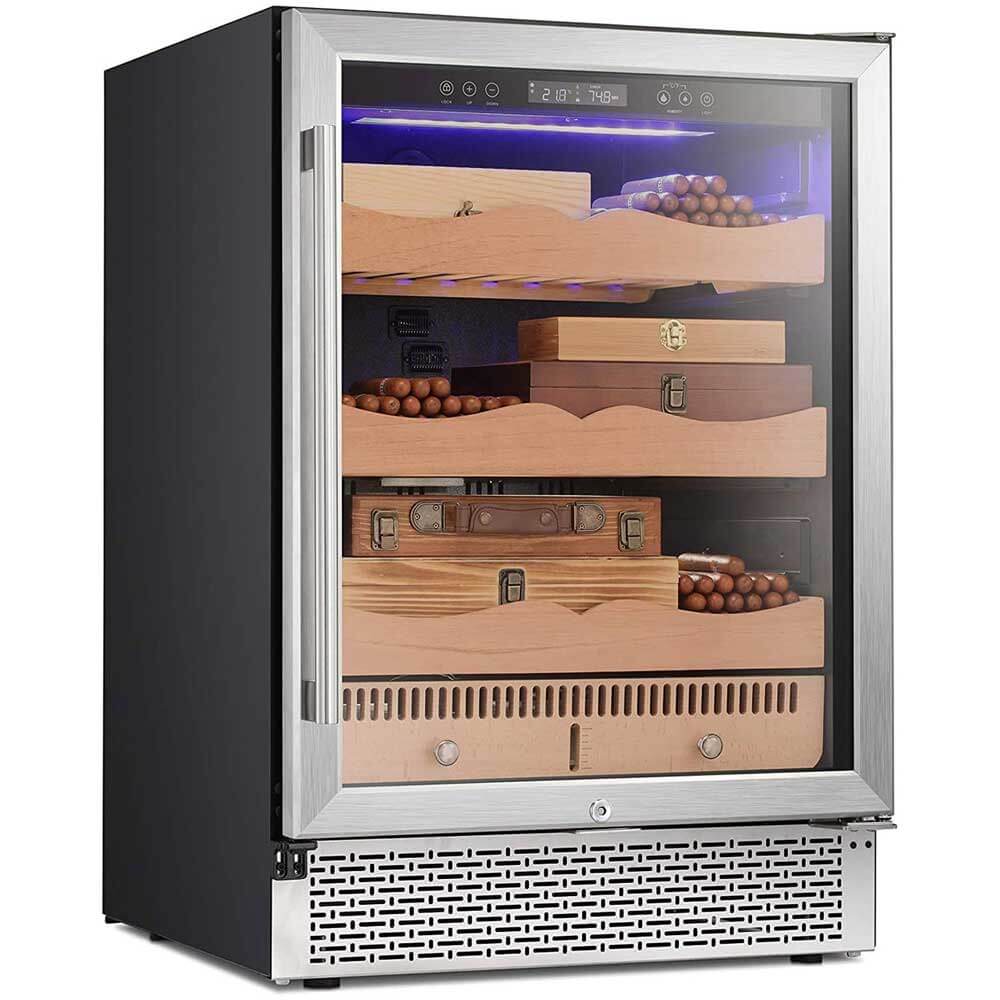 Humidor eléctrico para puros de 15 pulgadas, acero plateado, X5196