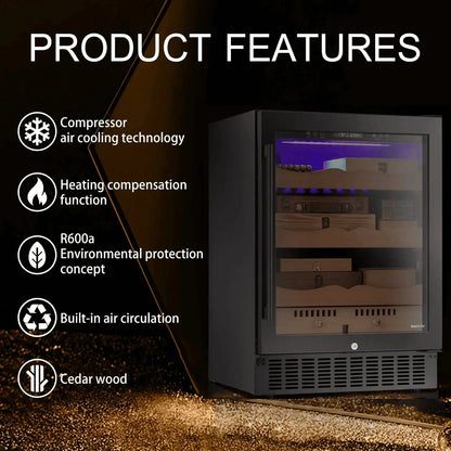 Humidor eléctrico para puros de 15 pulgadas, acero plateado, X5196