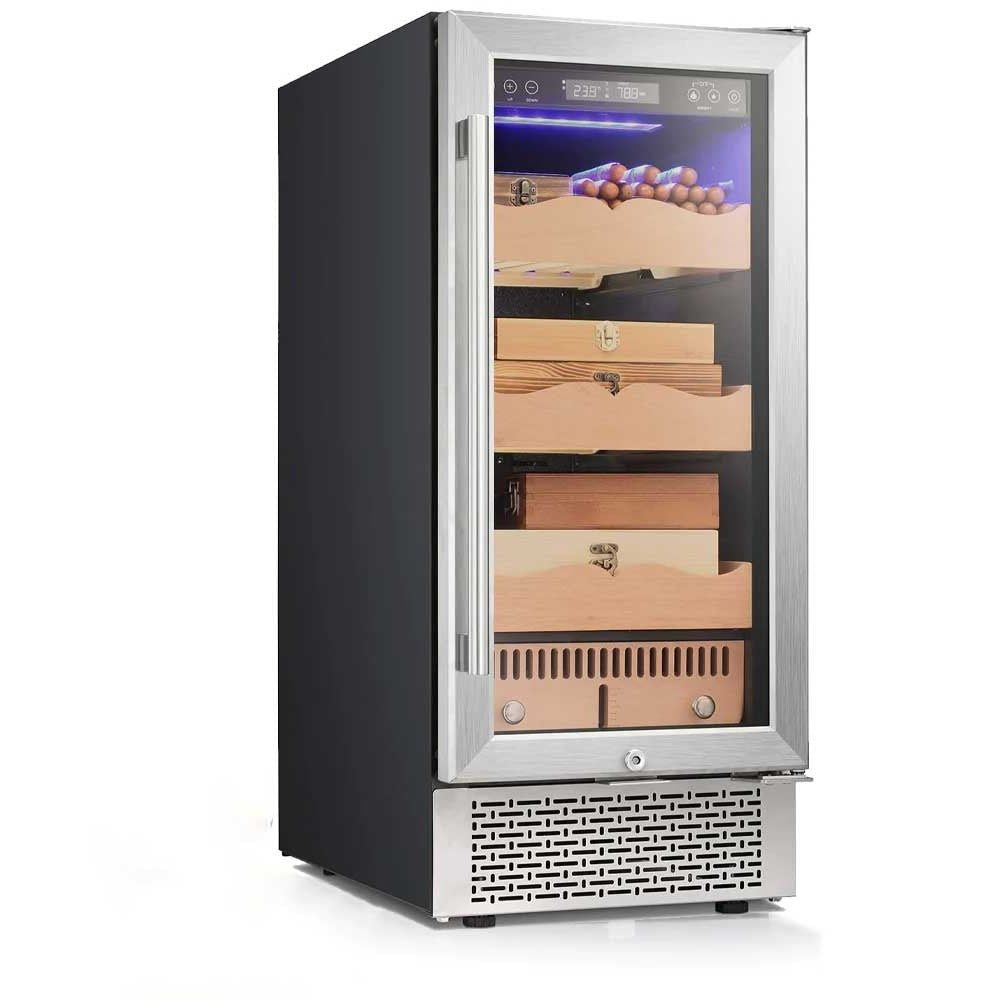 Humidor eléctrico para puros de 15 pulgadas, acero plateado, X5196