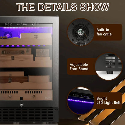 Humidor eléctrico para puros de 15 pulgadas, acero plateado, X5196