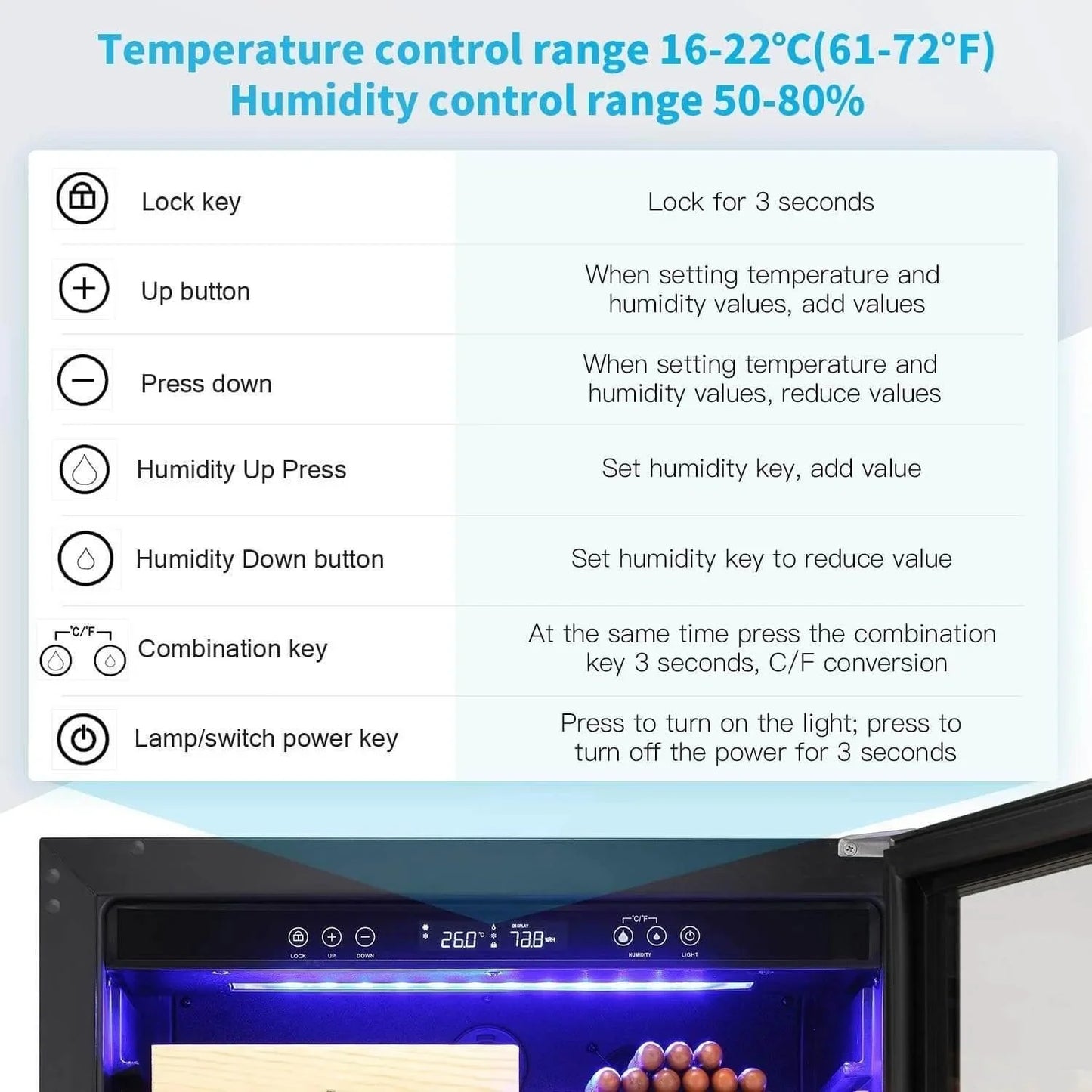 Humidor eléctrico para puros de 15 pulgadas, acero plateado, X5196