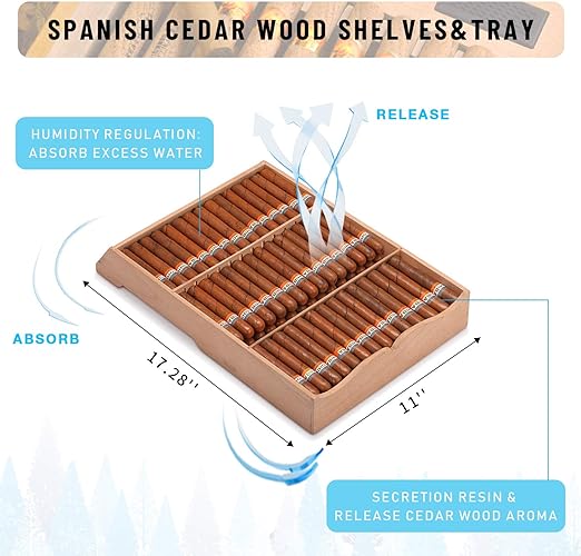Humidor eléctrico para puros de 15 pulgadas, acero plateado, X5196