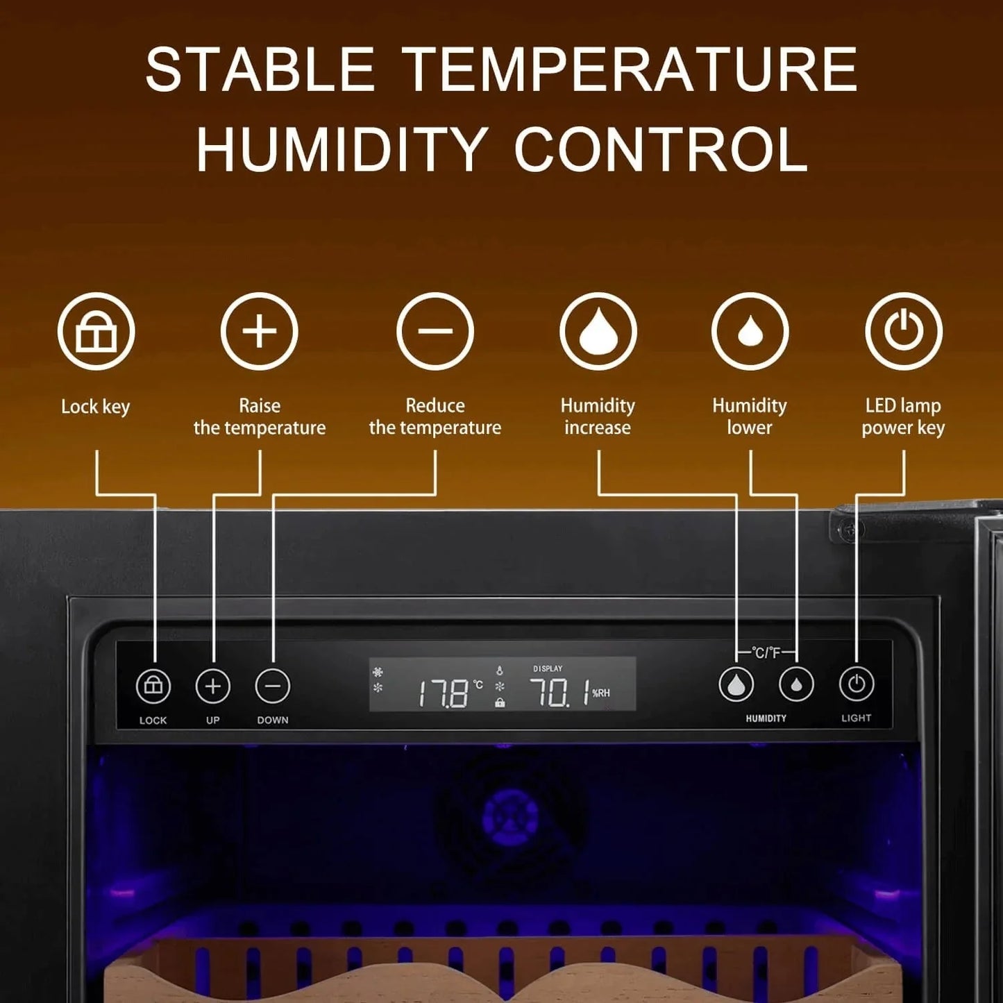 Humidor eléctrico para puros de 15 pulgadas, acero plateado, X5196