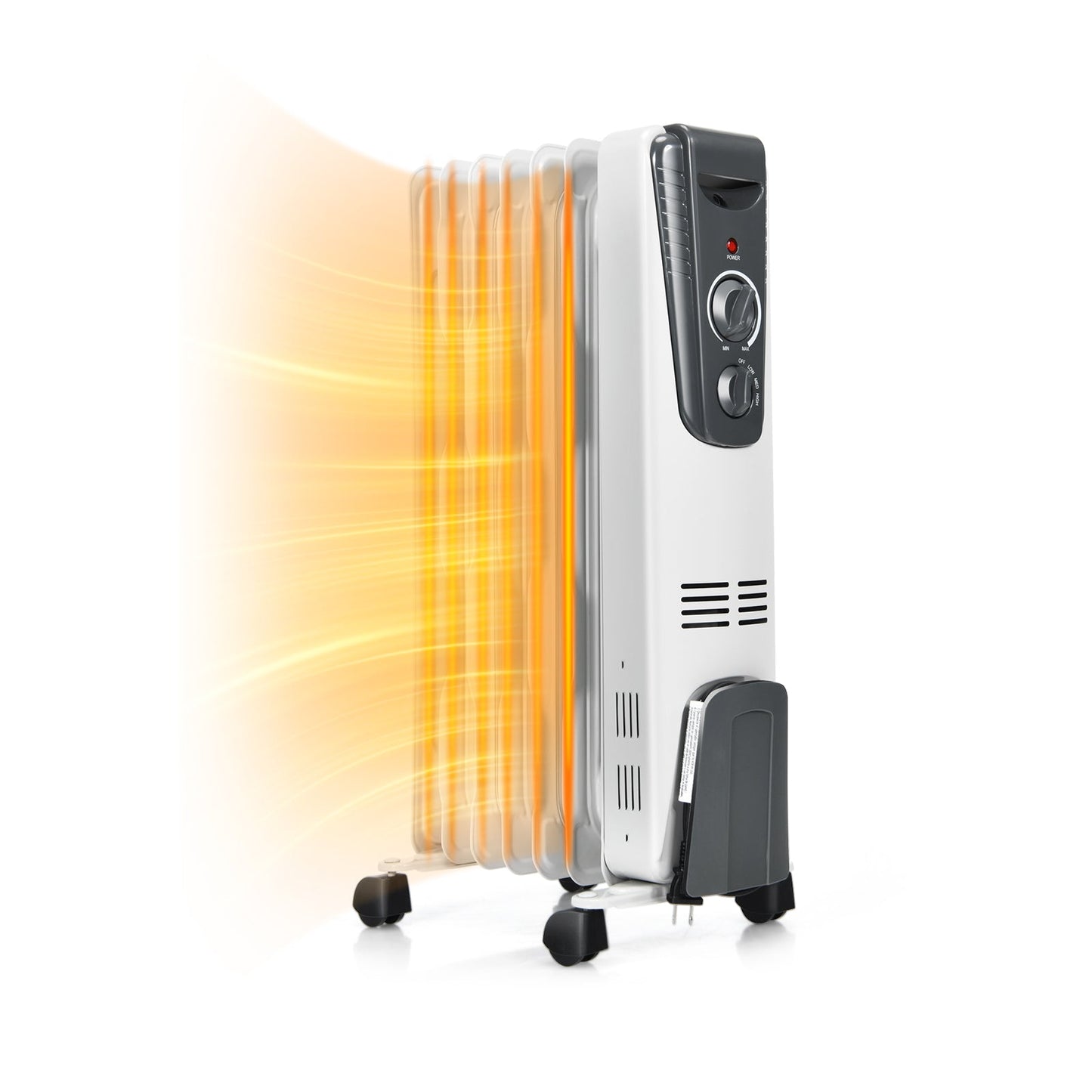 DirectDeals 1500W electric heater with adjustable thermostat, white body, gray control panel on Tampa Home & Garden Store