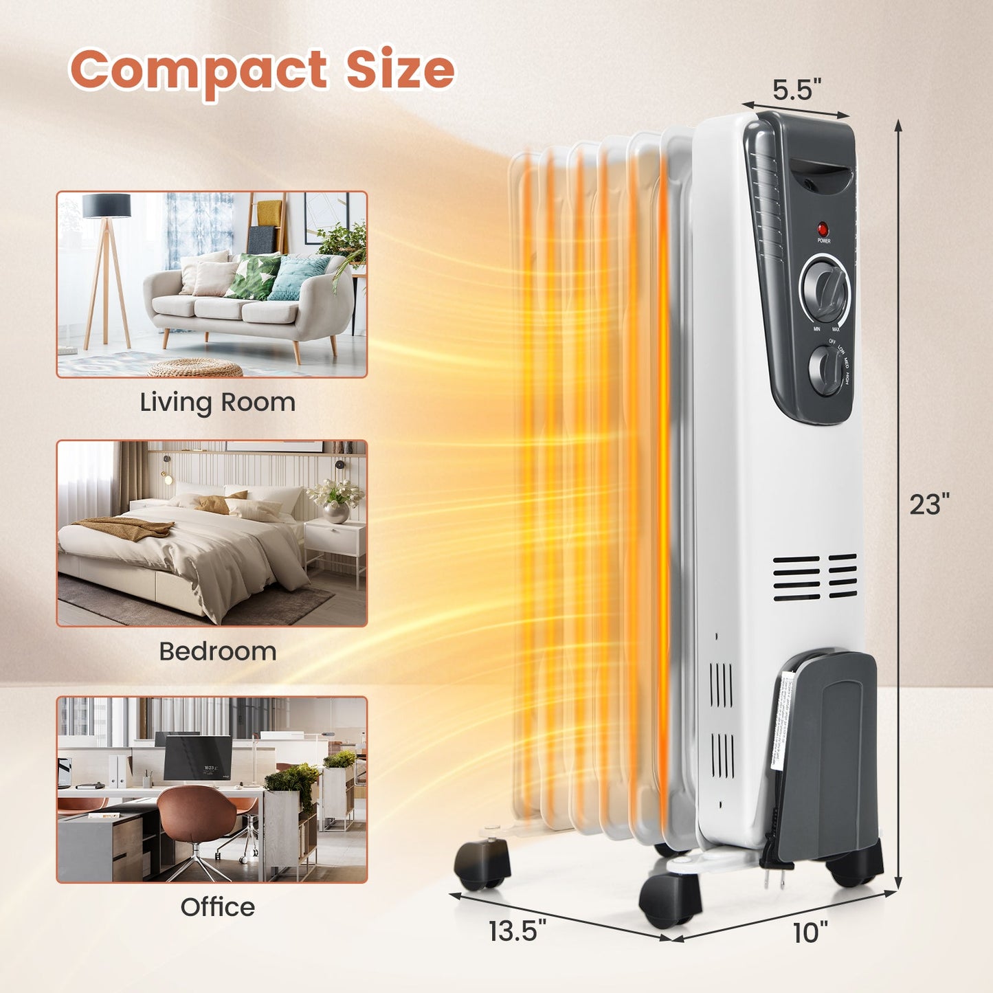 1500W electric space heater DirectDeals with adjustable thermostat, portable, 23 in height on Tampa Home & Garden Store