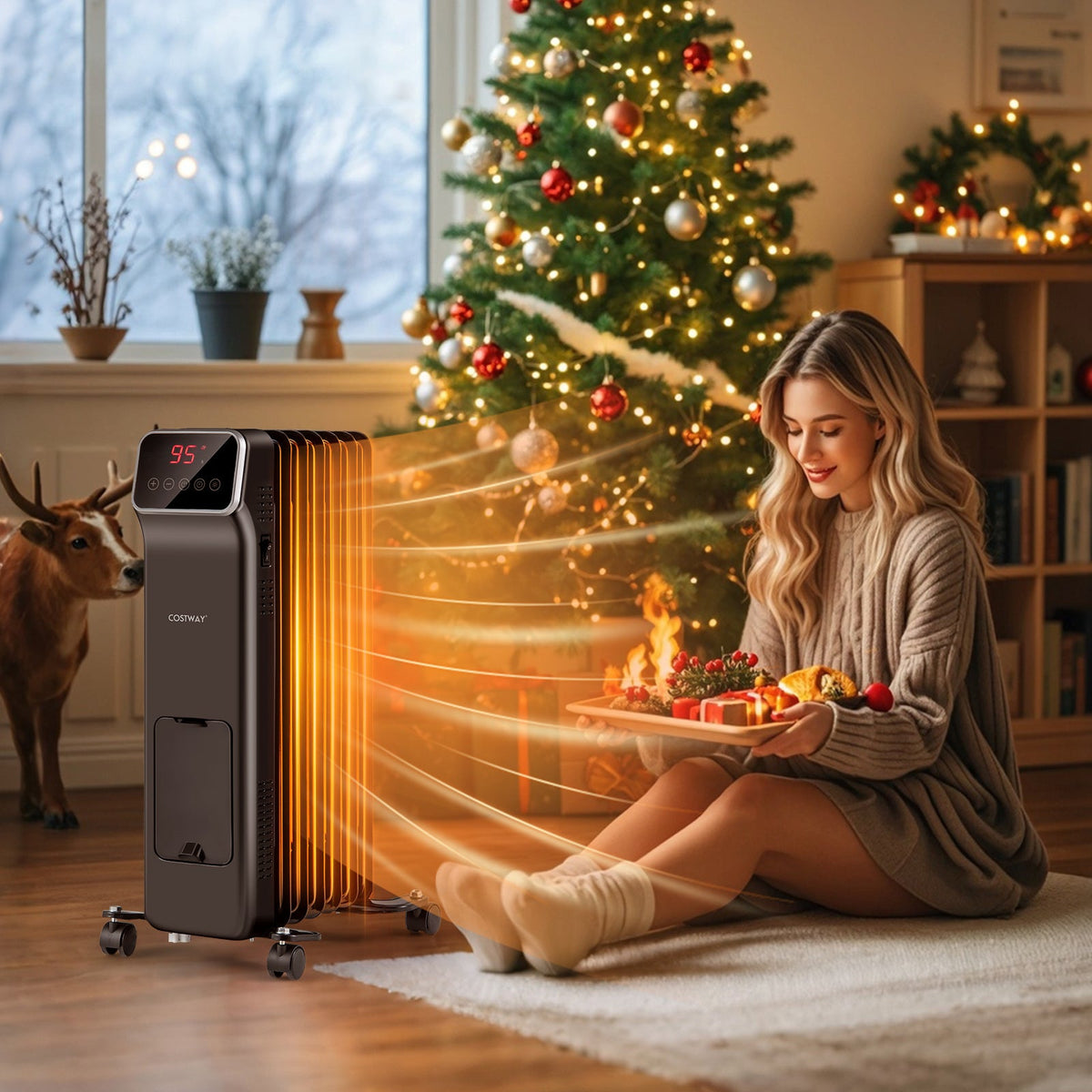 1500W oil-filled radiator heater dark gray DirectDeals with remote control, 3 modes, 24H timer on Tampa Home & Garden Store