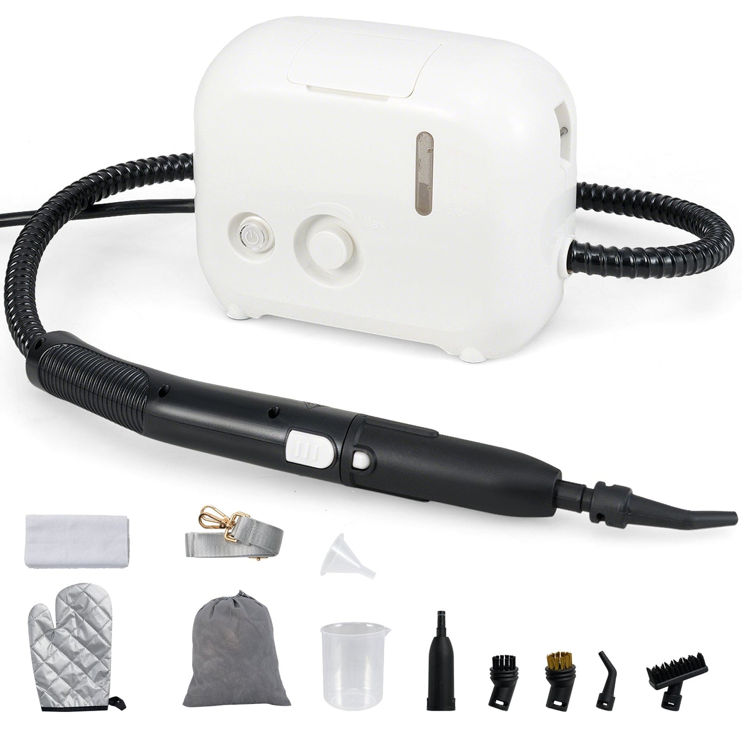 DirectDeals 1500W portable steam cleaner white with 34 oz water tank and hose attachments on Tampa Home & Garden Store