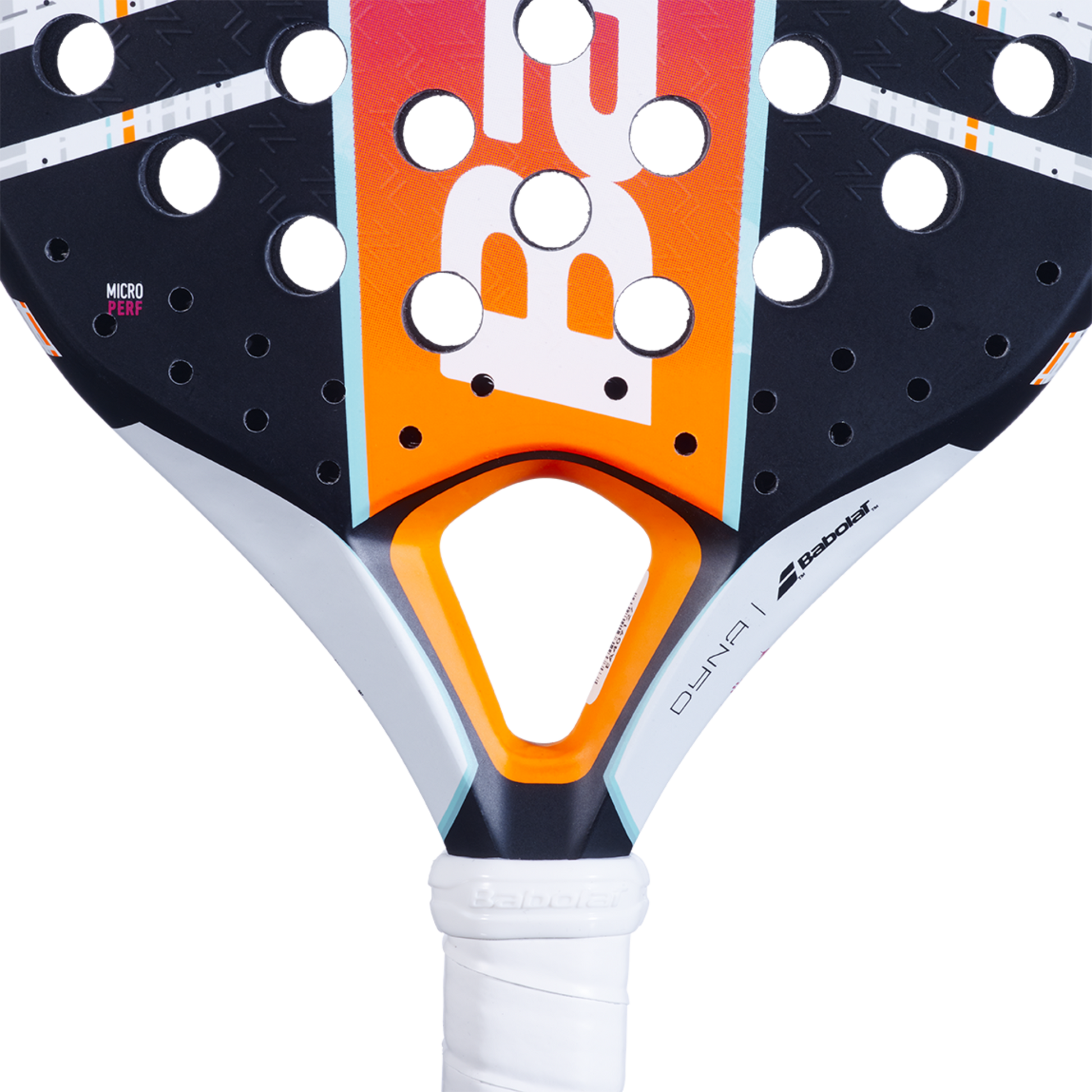 Padel racket Babolat Dyna Energy orange white black design with visible logo on Tampa Home & Garden Store