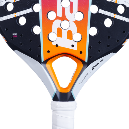 Padel racket Babolat Dyna Energy orange white black design with visible logo on Tampa Home & Garden Store