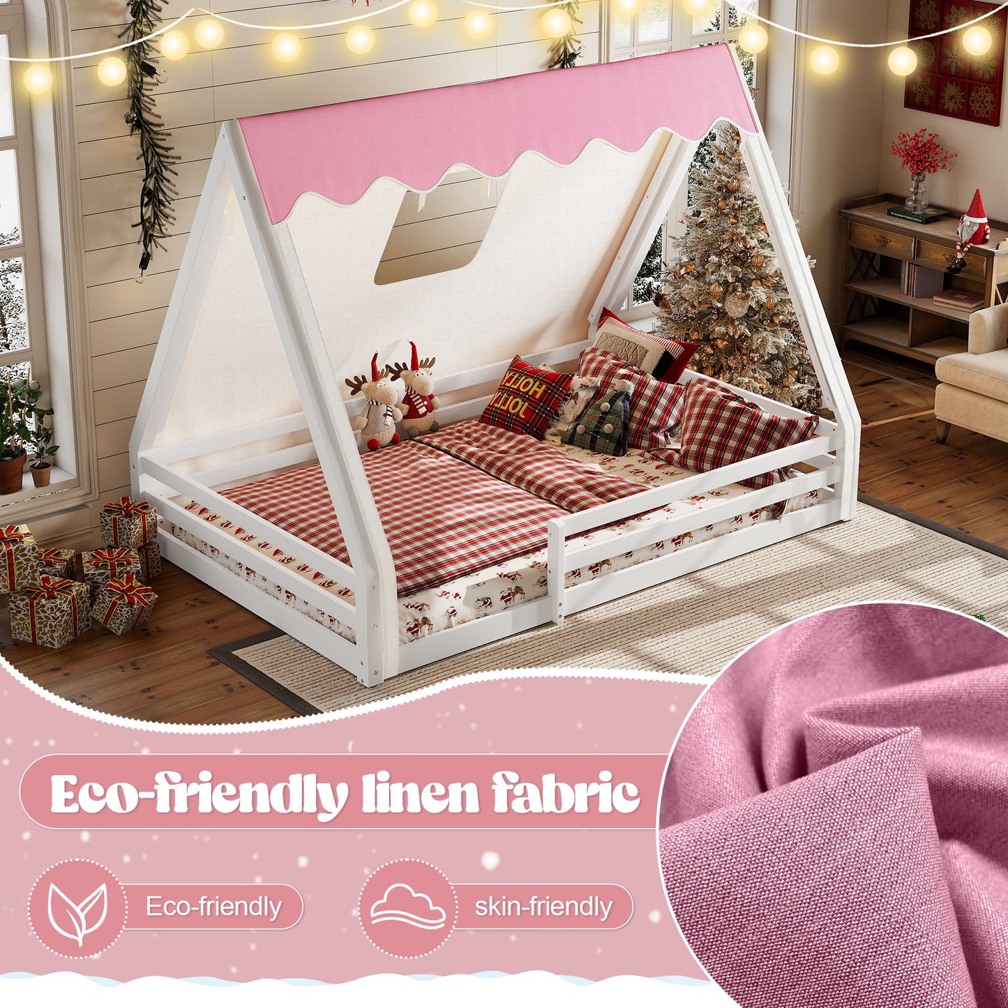 Youth House Floor Bed With Tent Light And Frame