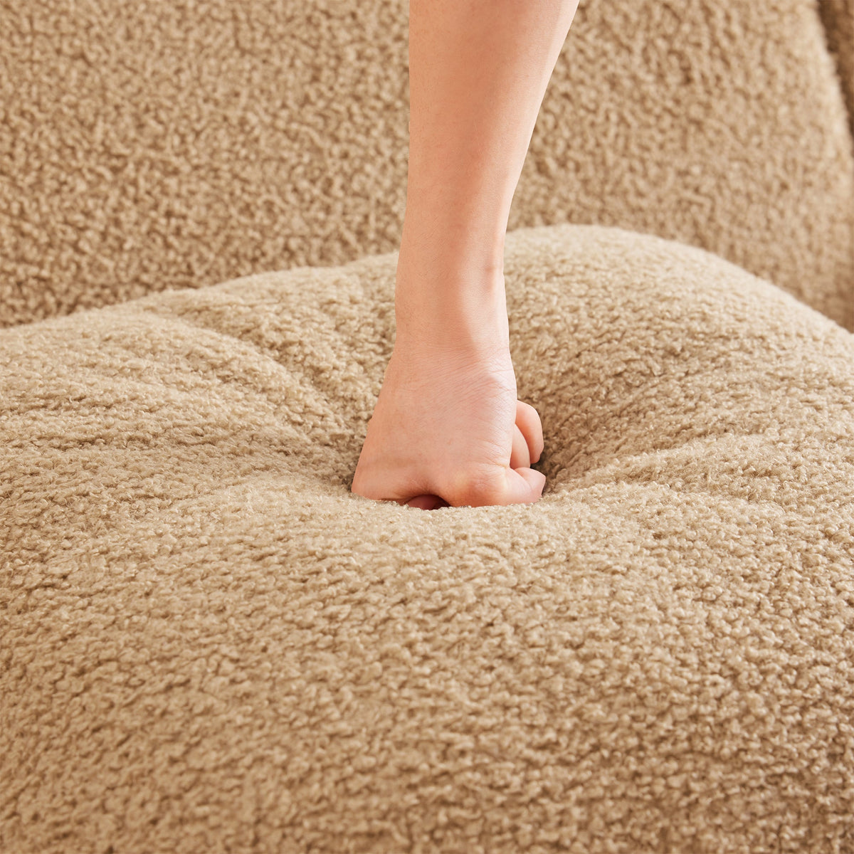Modern Armless Sofa and Teddy Fabric Pillow Set