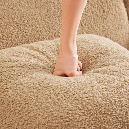 Modern Armless Sofa and Teddy Fabric Pillow Set