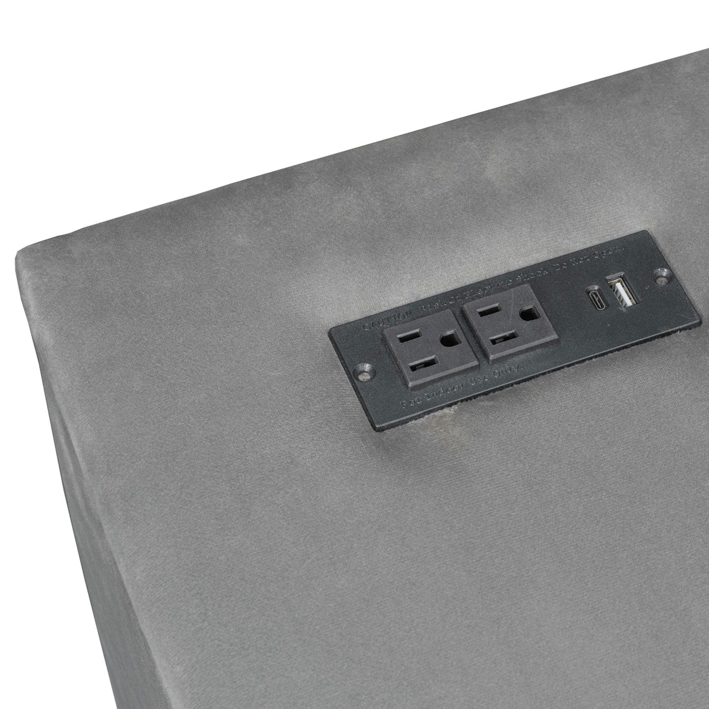 Upholstered platform bed in grey fabric with built-in charging station by HouseOfZazla on Tampa Home & Garden Store