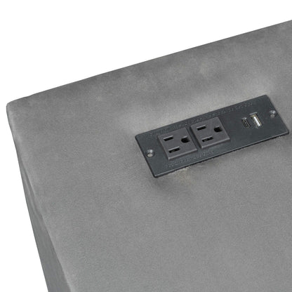 Upholstered platform bed in grey fabric with built-in charging station by HouseOfZazla on Tampa Home & Garden Store
