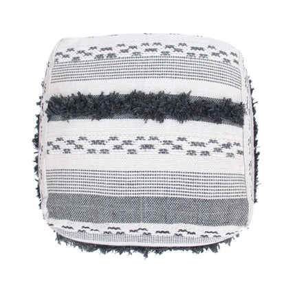 Karim Faux Yarn Pouf Large Ivory Gray Living Room