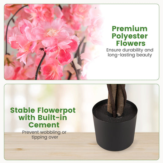 5.5 FT Tall Artificial Cherry Blossom Tree with Pink/White Flowers 1 Pack - Tampa Home & Garden Store