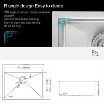 Modern Deep Single Bowl and Stainless Steel Sink