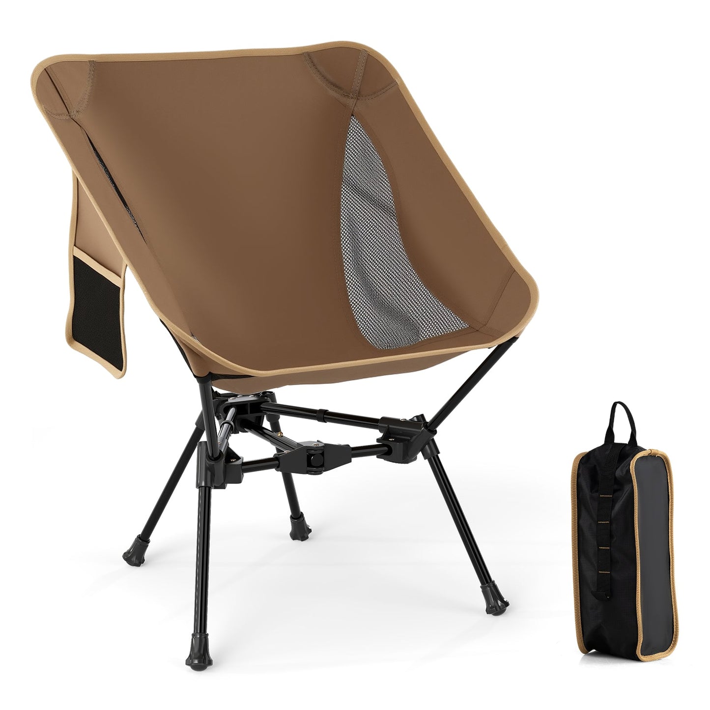 GemGear portable camping chair coffee brown with mesh back and compact carrying bag on Tampa Home & Garden Store