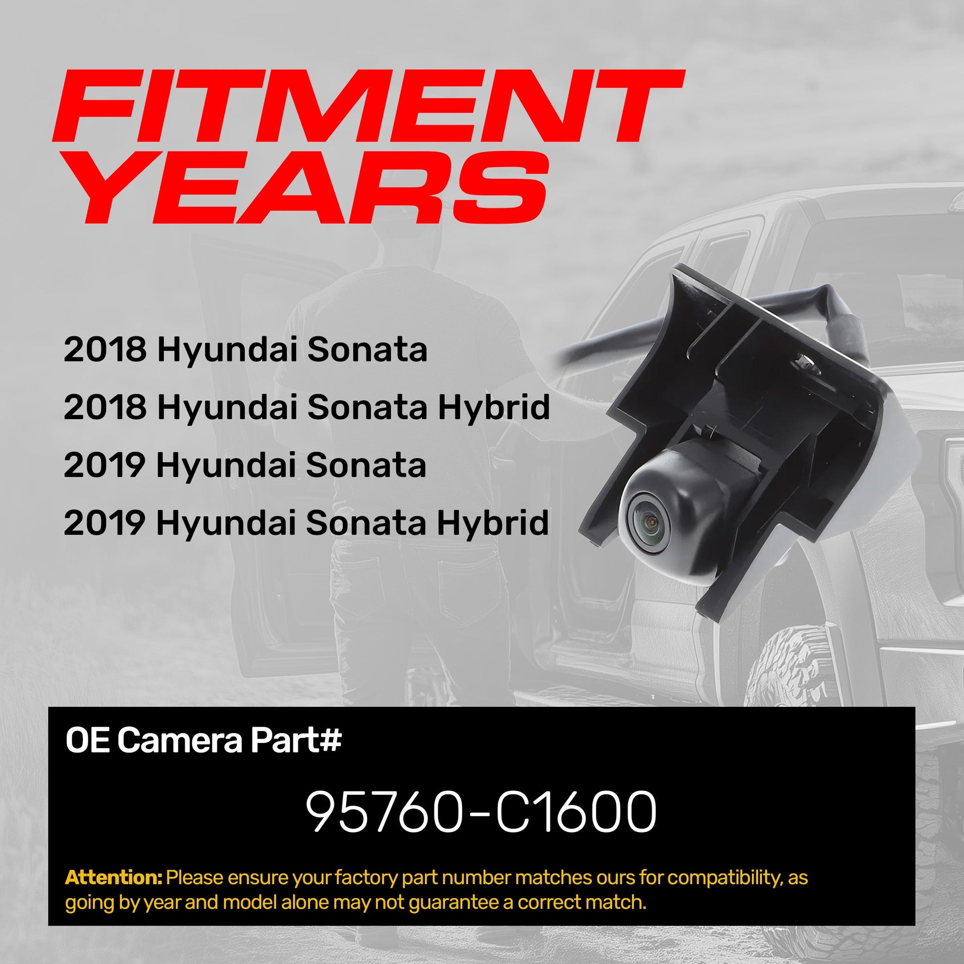 Backup camera Master Tailgaters OEM replacement for 2018-2019 Hyundai Sonata Hybrid, OE Part #95760-C1600 on Tampa Home & Garden Store