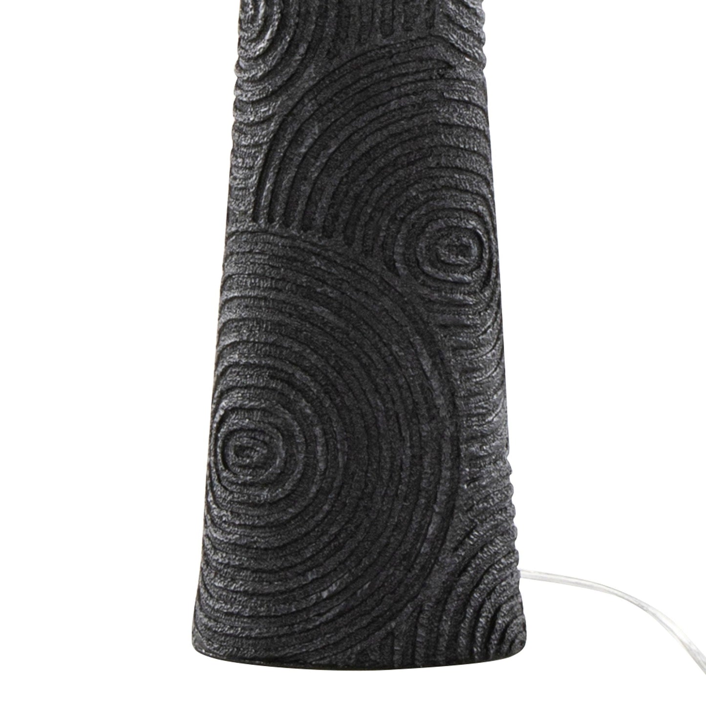 Kona contemporary table lamp set of 2 with matte black textured woodgrain bases on Tampa Home & Garden Store