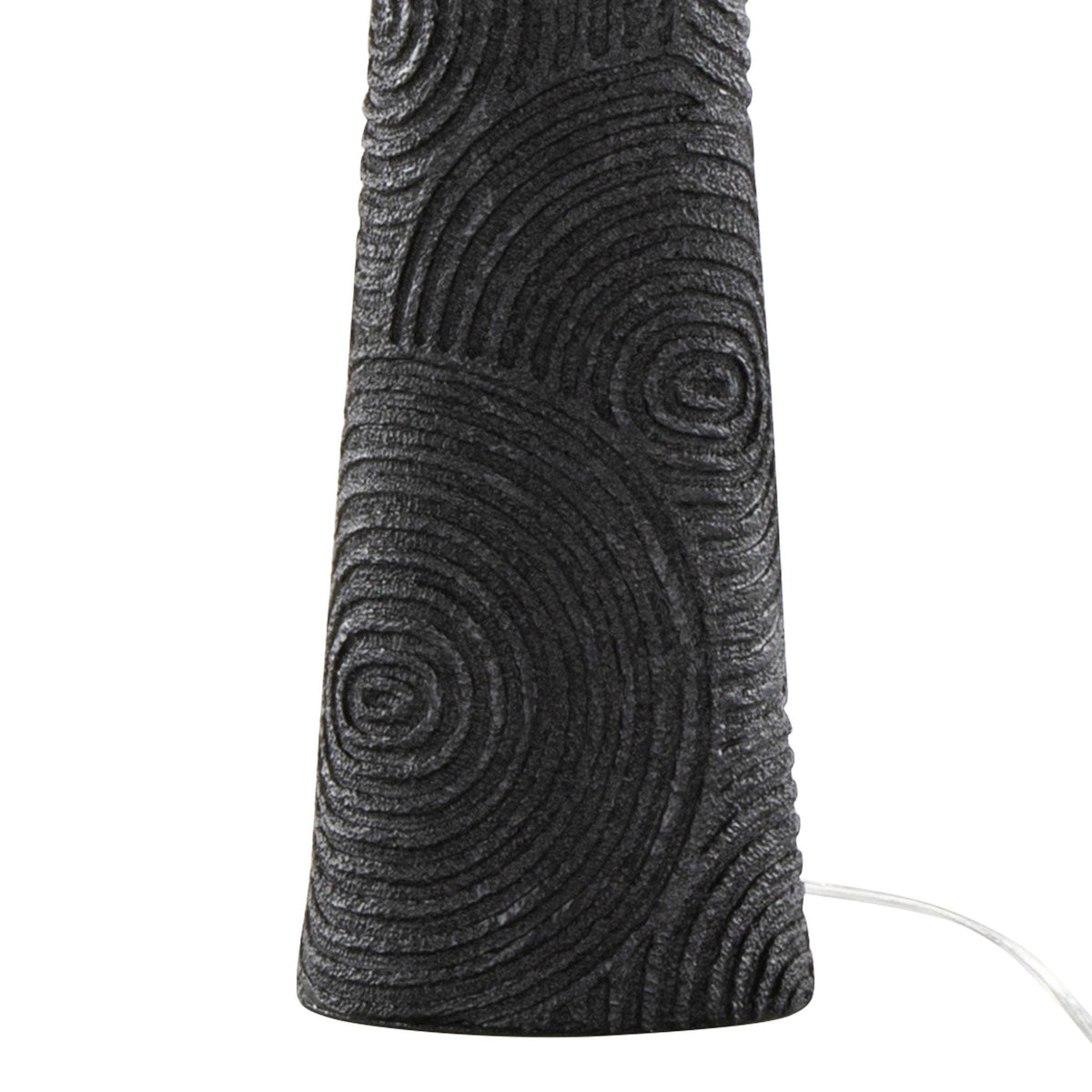 Kona contemporary table lamp set of 2 with matte black textured woodgrain bases on Tampa Home & Garden Store