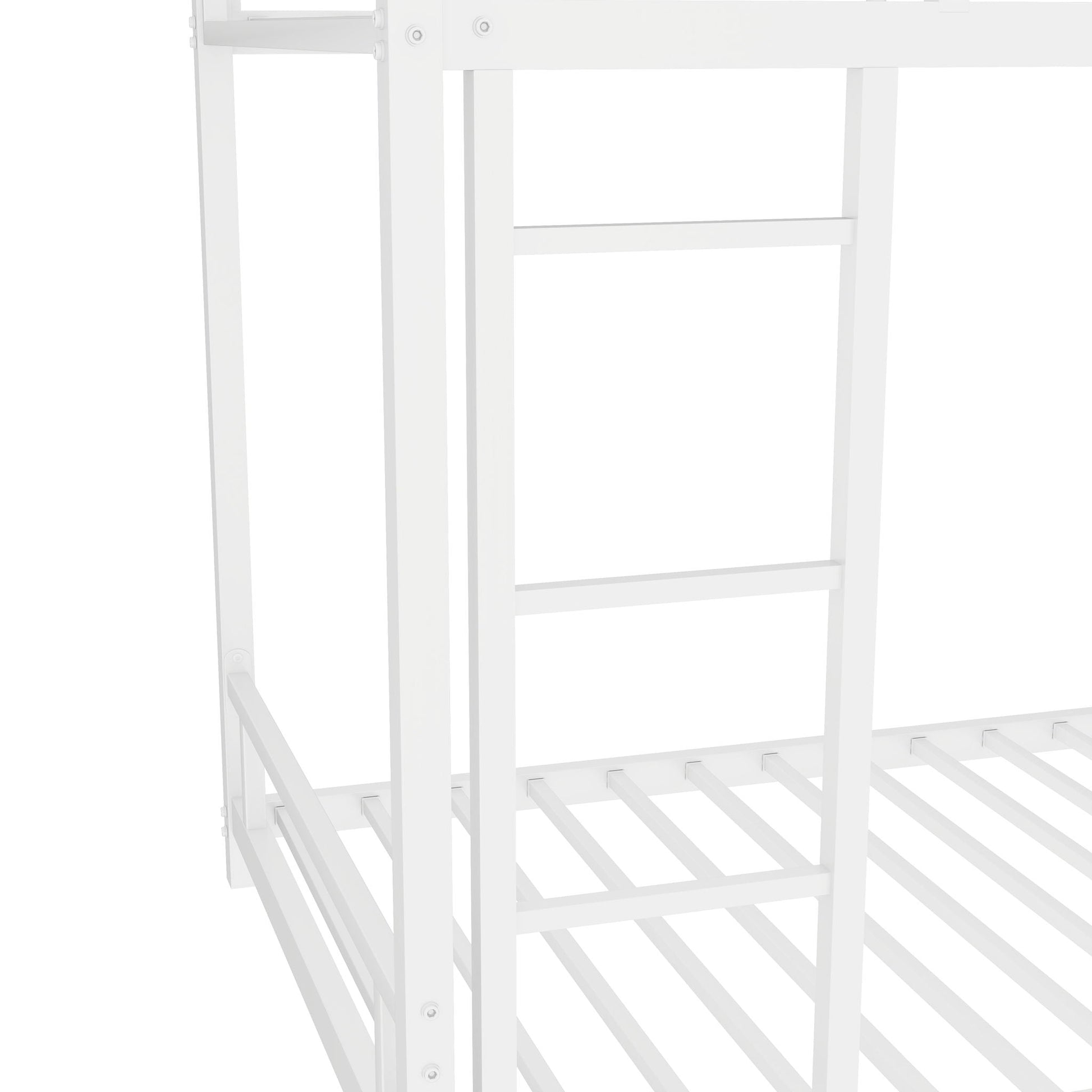 Bunk bed frame in white with safety guardrail and noise-reduction design by HouseOfZazla on Tampa Home & Garden Store
