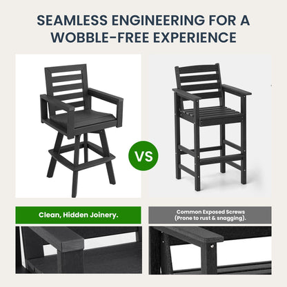 Outdoor Ladderback Swivel Chair and Thick Frame