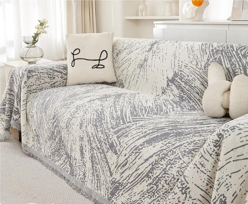 Simple Fashion Non-slip Durable Sofa Slipcover in gray abstract pattern on sofa on Tampa Home & Garden Store
