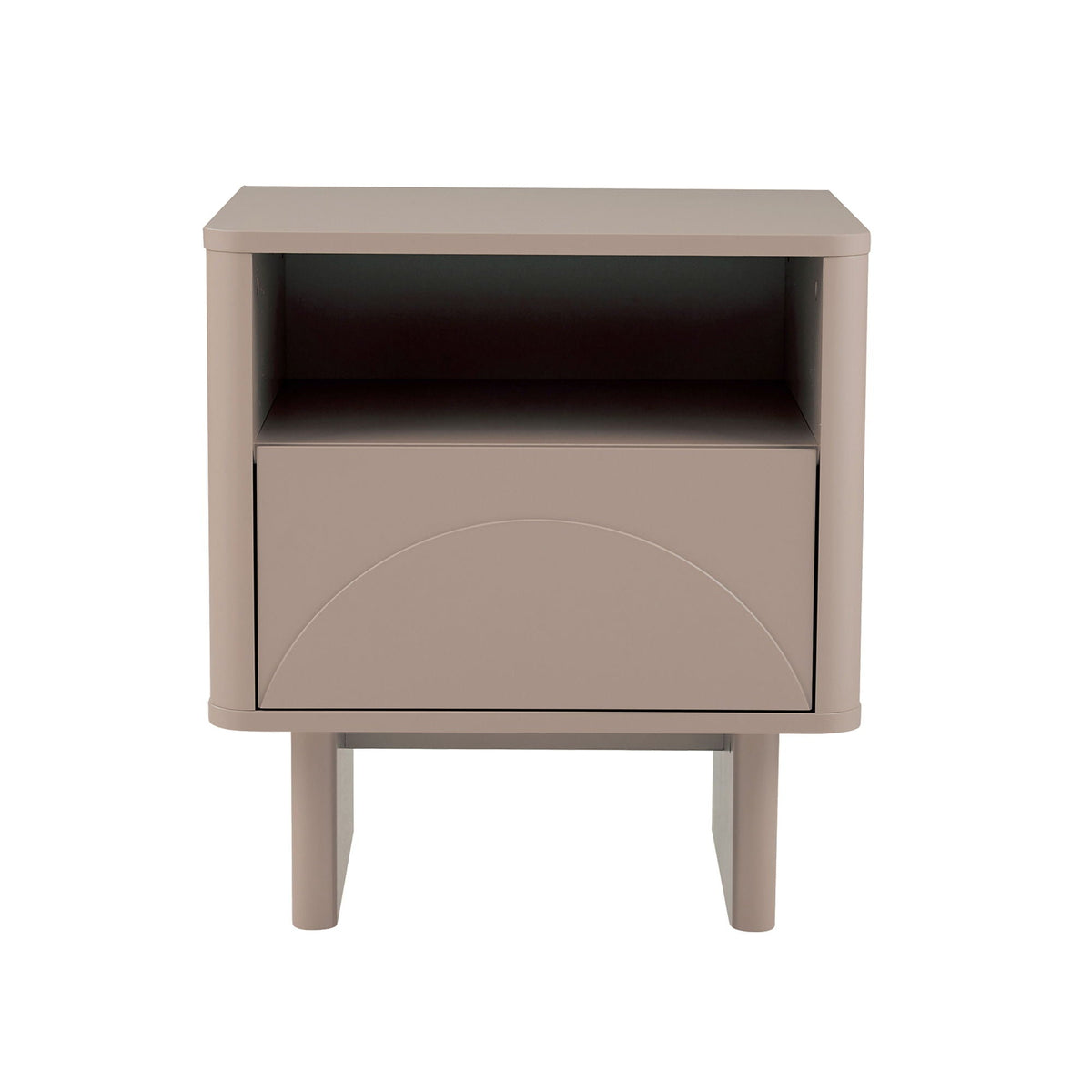 Modern Accent Nightstand with open shelf and drawer in beige-brown finish by HouseOfZazla on Tampa Home & Garden Store