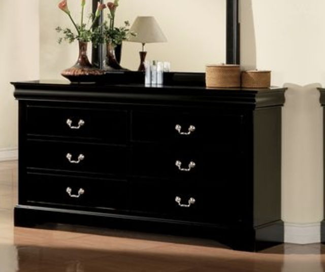 Louis Philippe III black wood dresser with six drawers and silver pulls by HouseOfZazla on Tampa Home & Garden Store