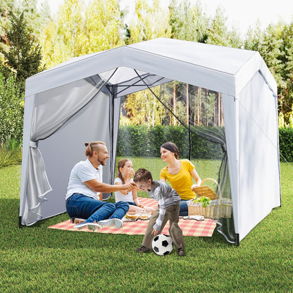 Pop up Canopy Tent white with four mesh sidewalls and wheeled bag GemGear on Tampa Home & Garden Store