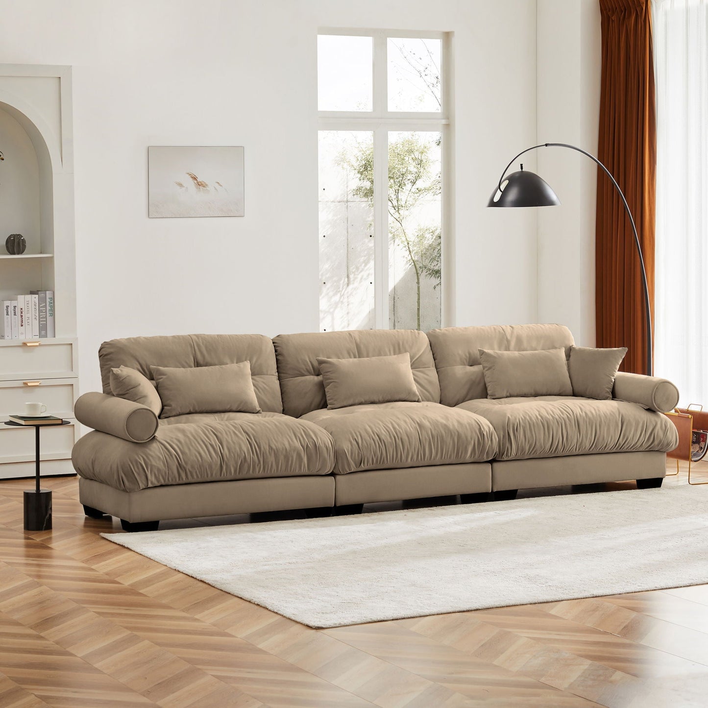 Large Modern Sofa With Cloud Comfort And Pillows