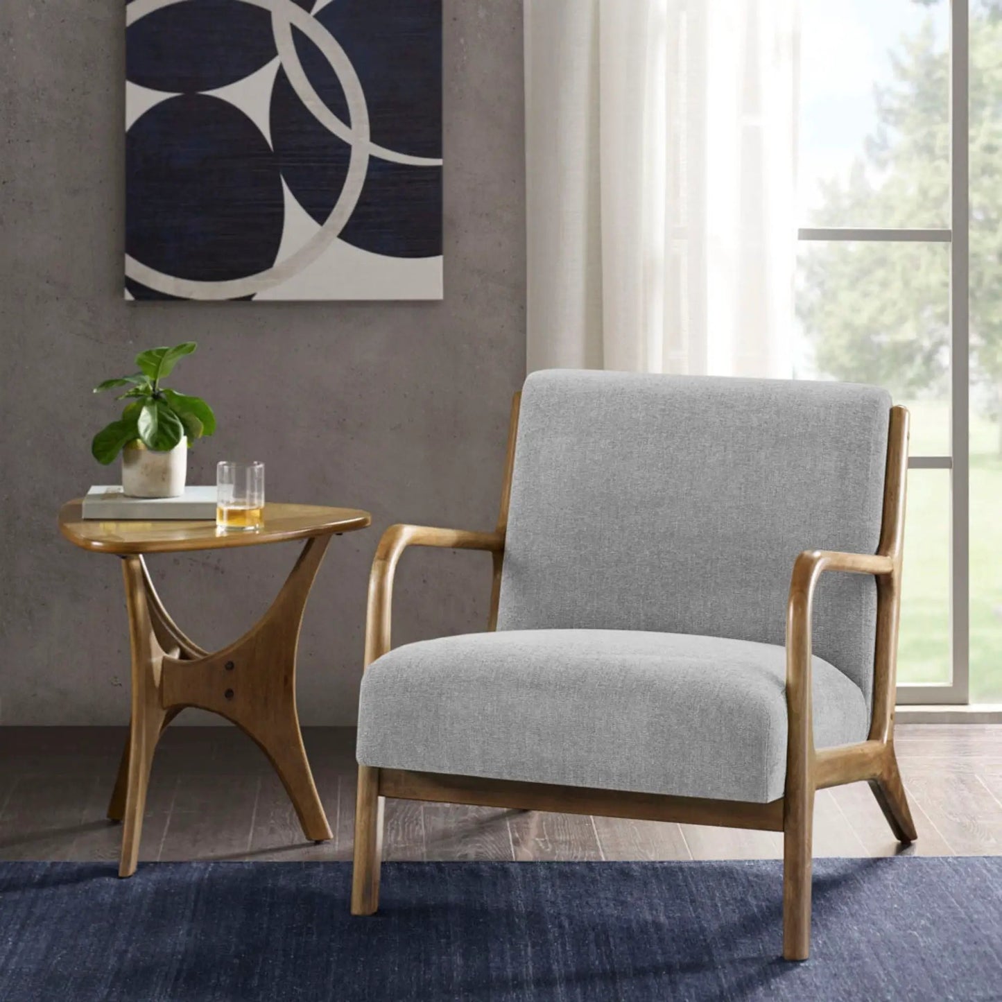 Mid-Century Style Lounge Chair With Upholstery