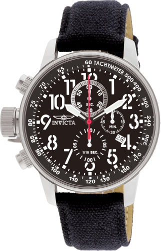 Invicta men's I-Force watch with black dial, chronograph, tachymeter; silver case, fabric strap on Tampa Home & Garden Store