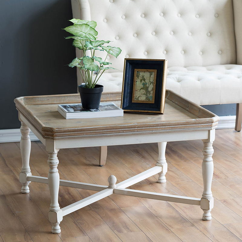 Narrow Alcott Side Table by HouseOfZazla with a light brown fir top and white legs on Tampa Home & Garden Store