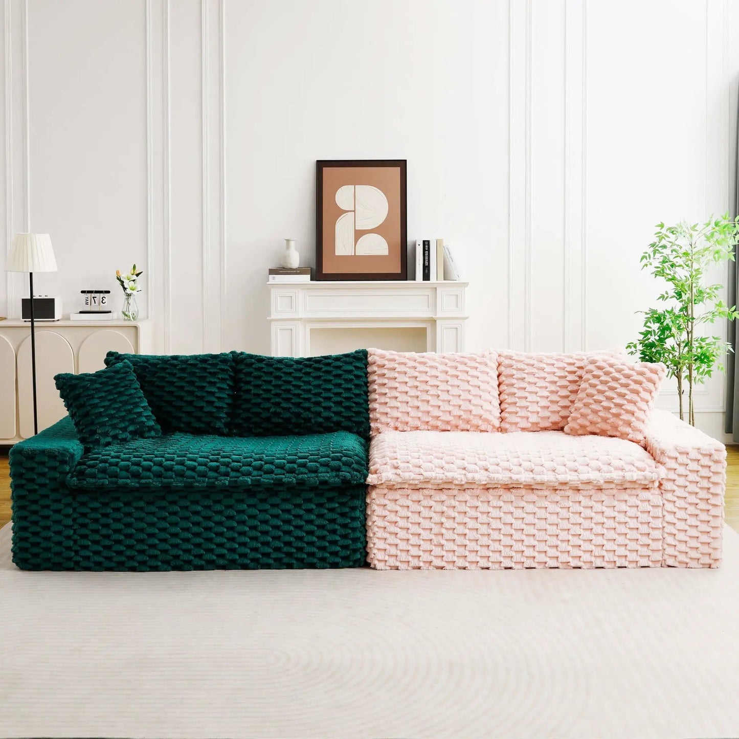 Luxury Multifunctional Sofa For Living Room with teal and pink chunky knit throws on Tampa Home & Garden Store