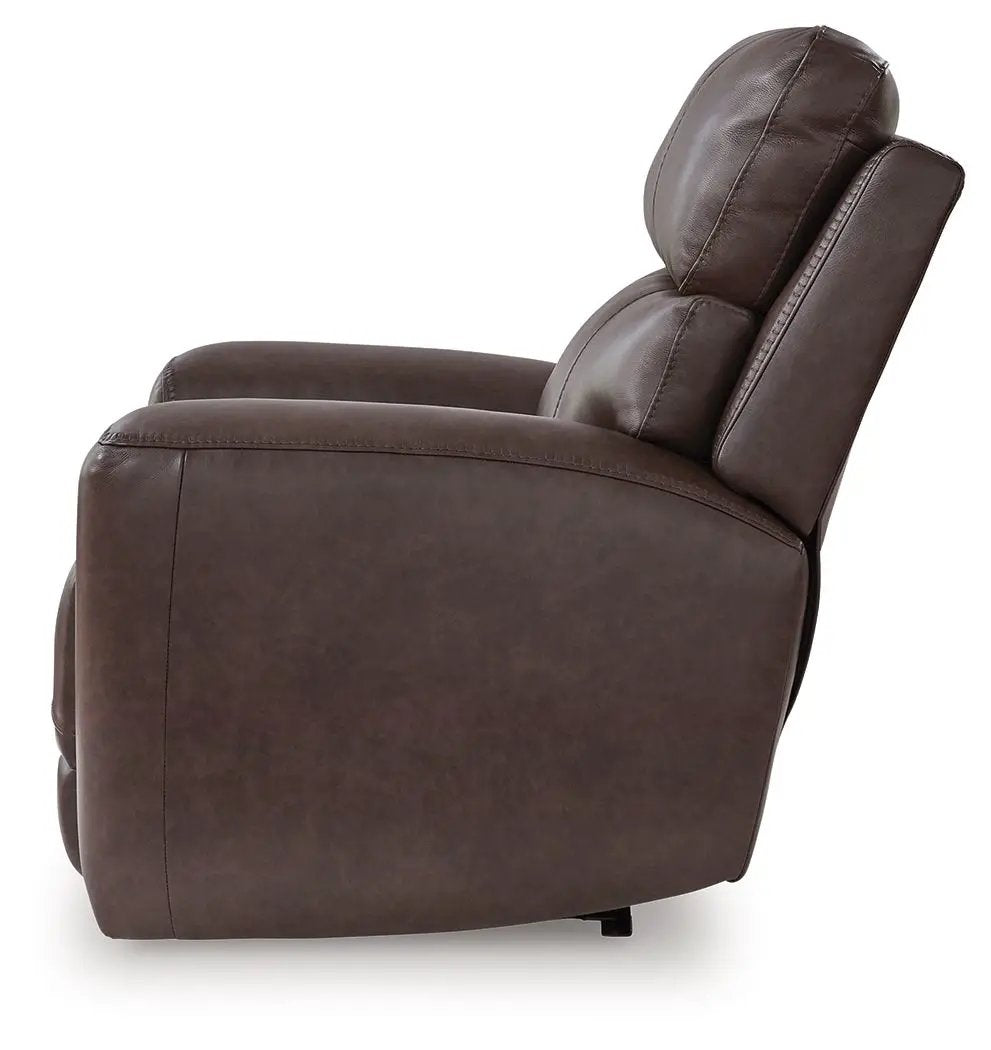 Crossplex Power Recliner adjustable headrest smoke brown leather by Unique Piece Furniture on Tampa Home & Garden Store