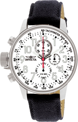 Invicta men's I-Force chronograph watch with white dial, silver case, black fabric strap, tachymeter bezel on Tampa Home & Garden Store