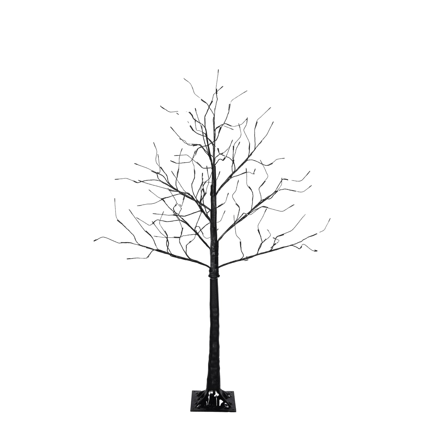 3 pc illuminated Halloween tree with Purple LED glow, black wire tree on square base on Tampa Home & Garden Store